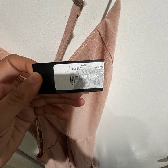 Lulus in love forever nude pink lace up maxi dress size xs - Picture 7 of 8